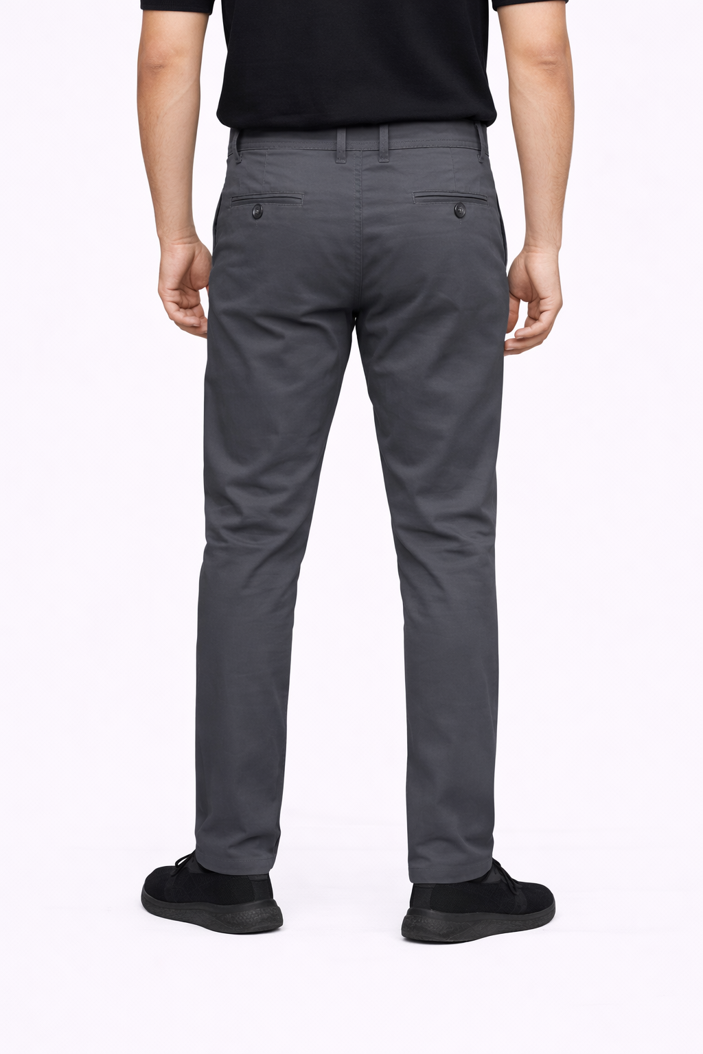 Gray Cotton Pant - Straight Fit