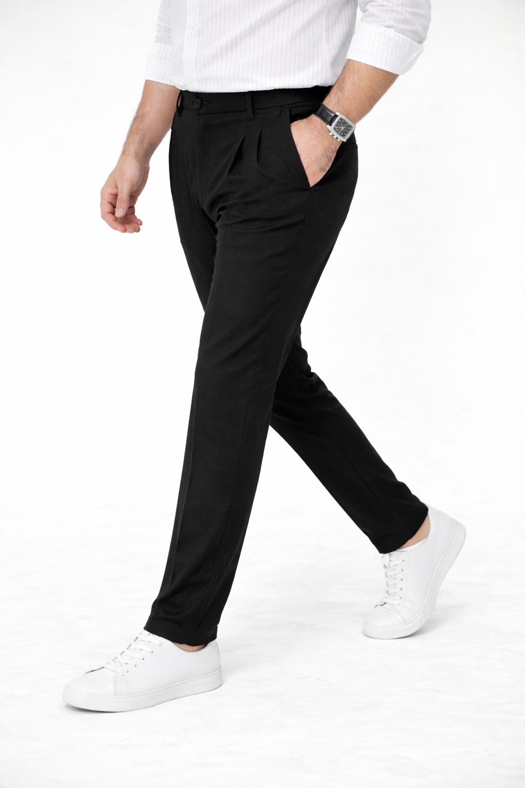 Black Pleated Pant - Regular Fit
