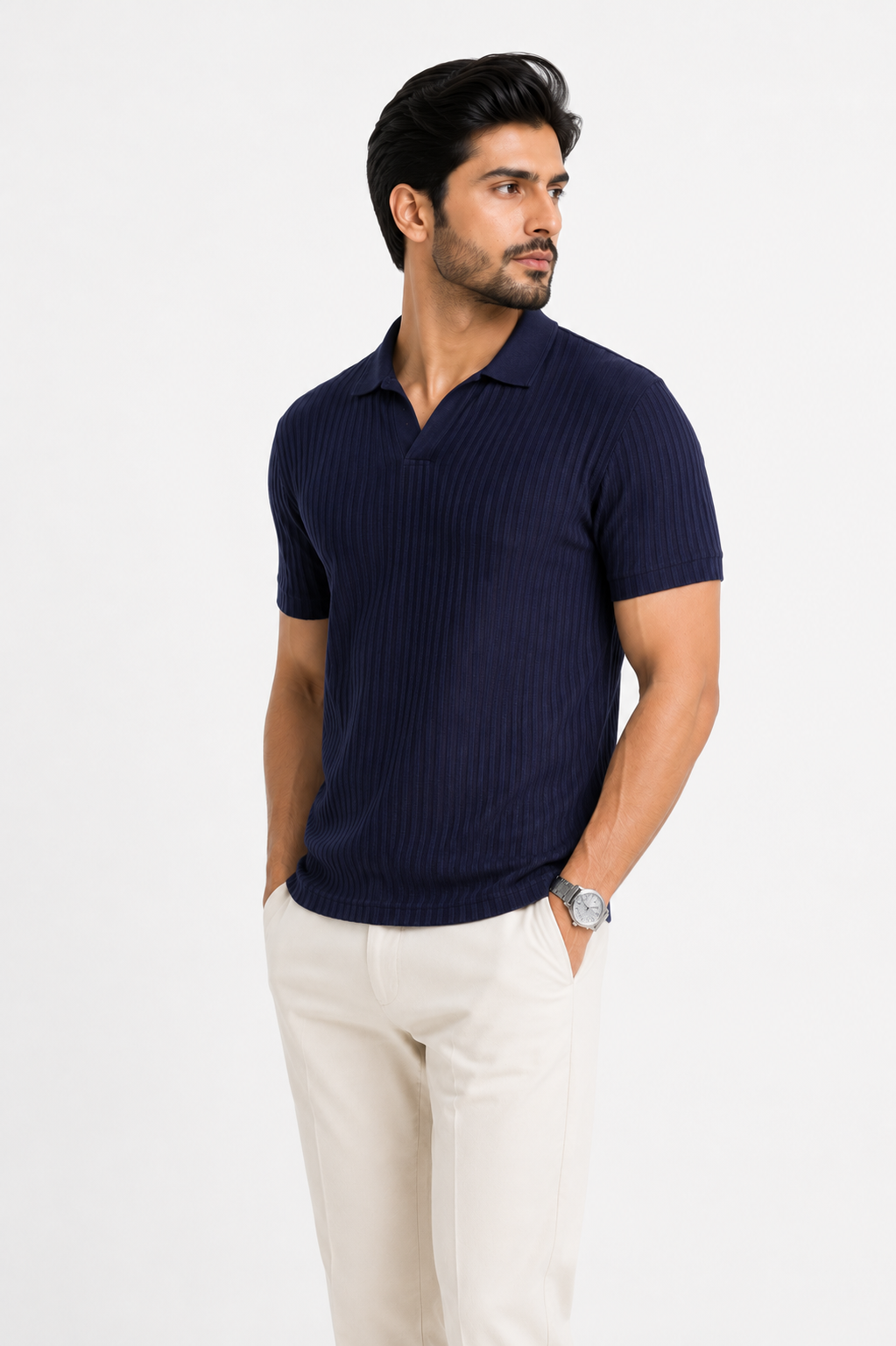 Regal Navy - Knitted Polo Shirt