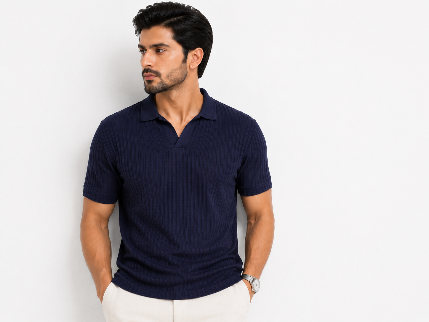 Regal Navy - Knitted Polo Shirt