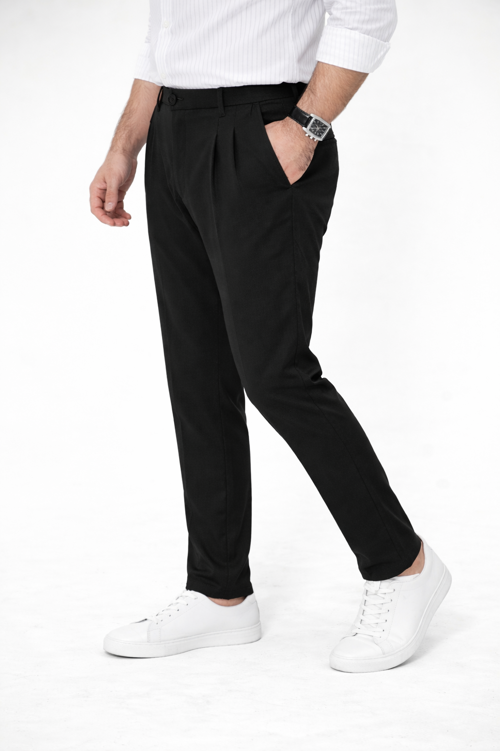 Black Pleated Pant - Regular Fit