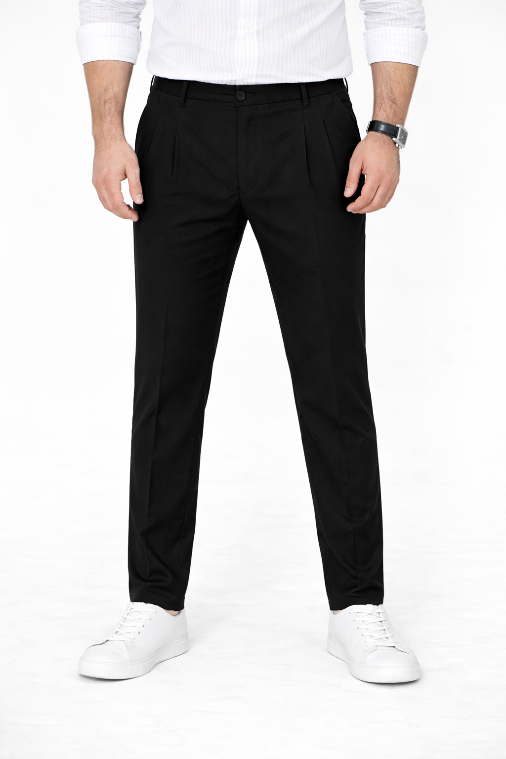 Black Pleated Pant - Regular Fit