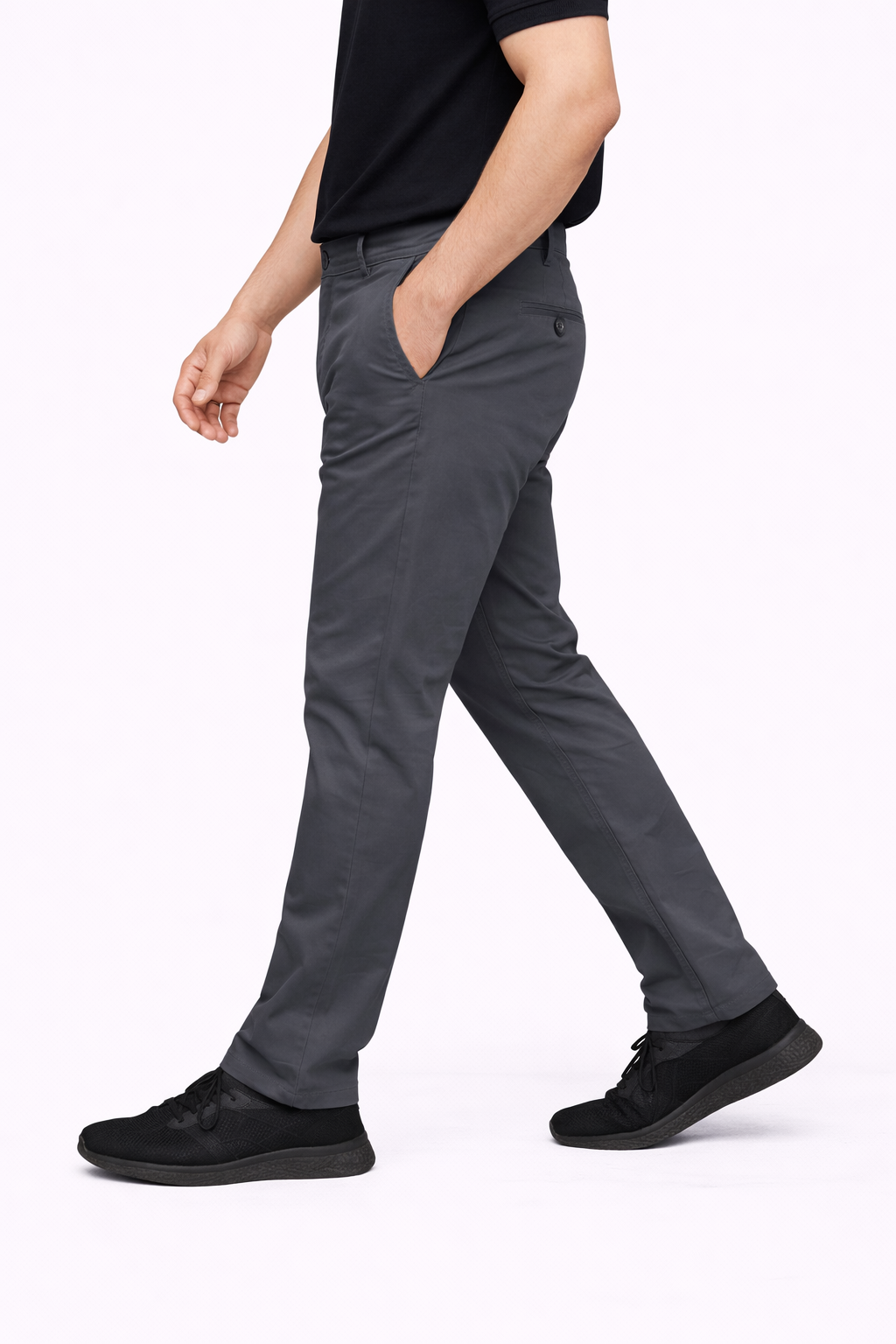Gray Cotton Pant - Straight Fit