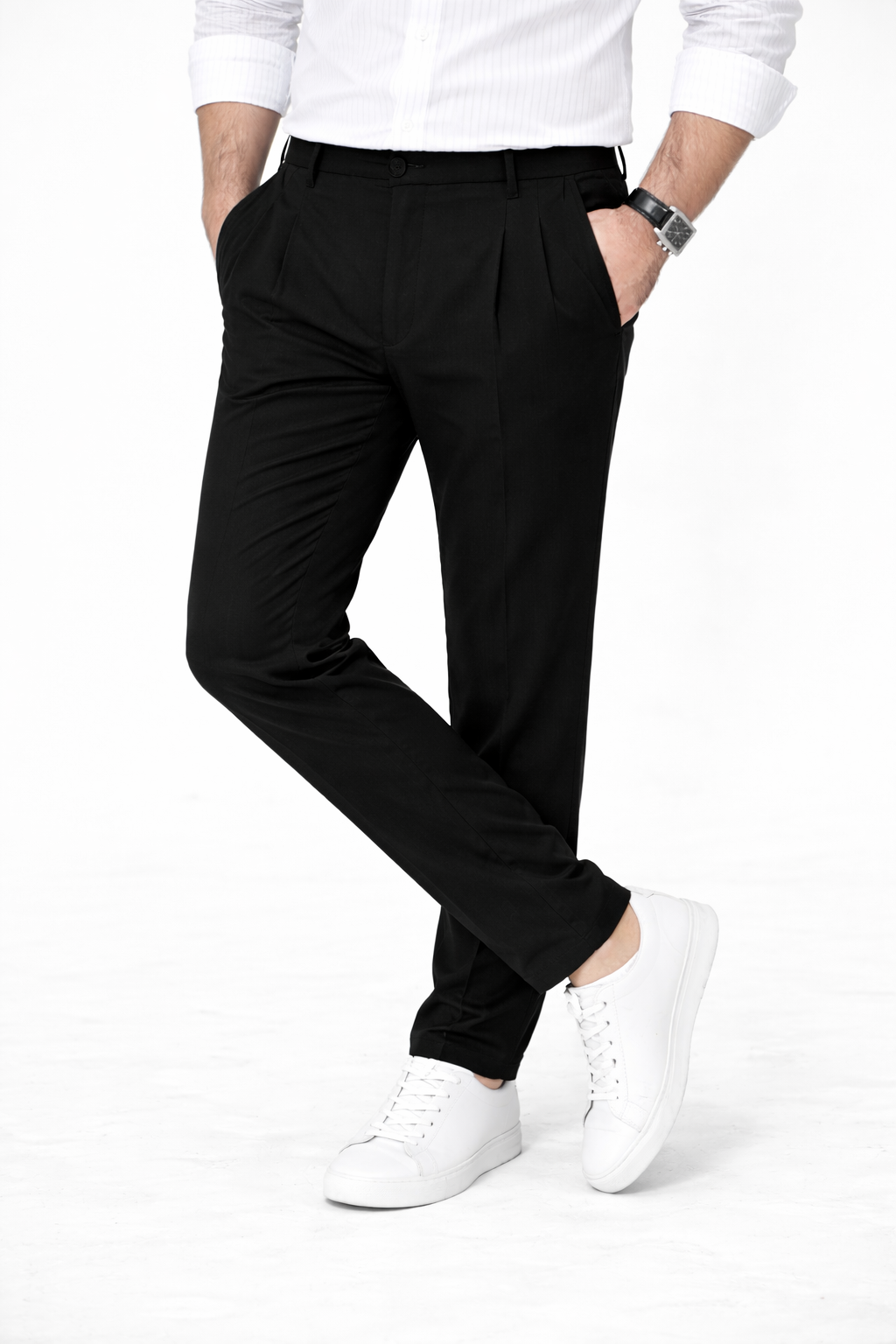 Black Pleated Pant - Regular Fit