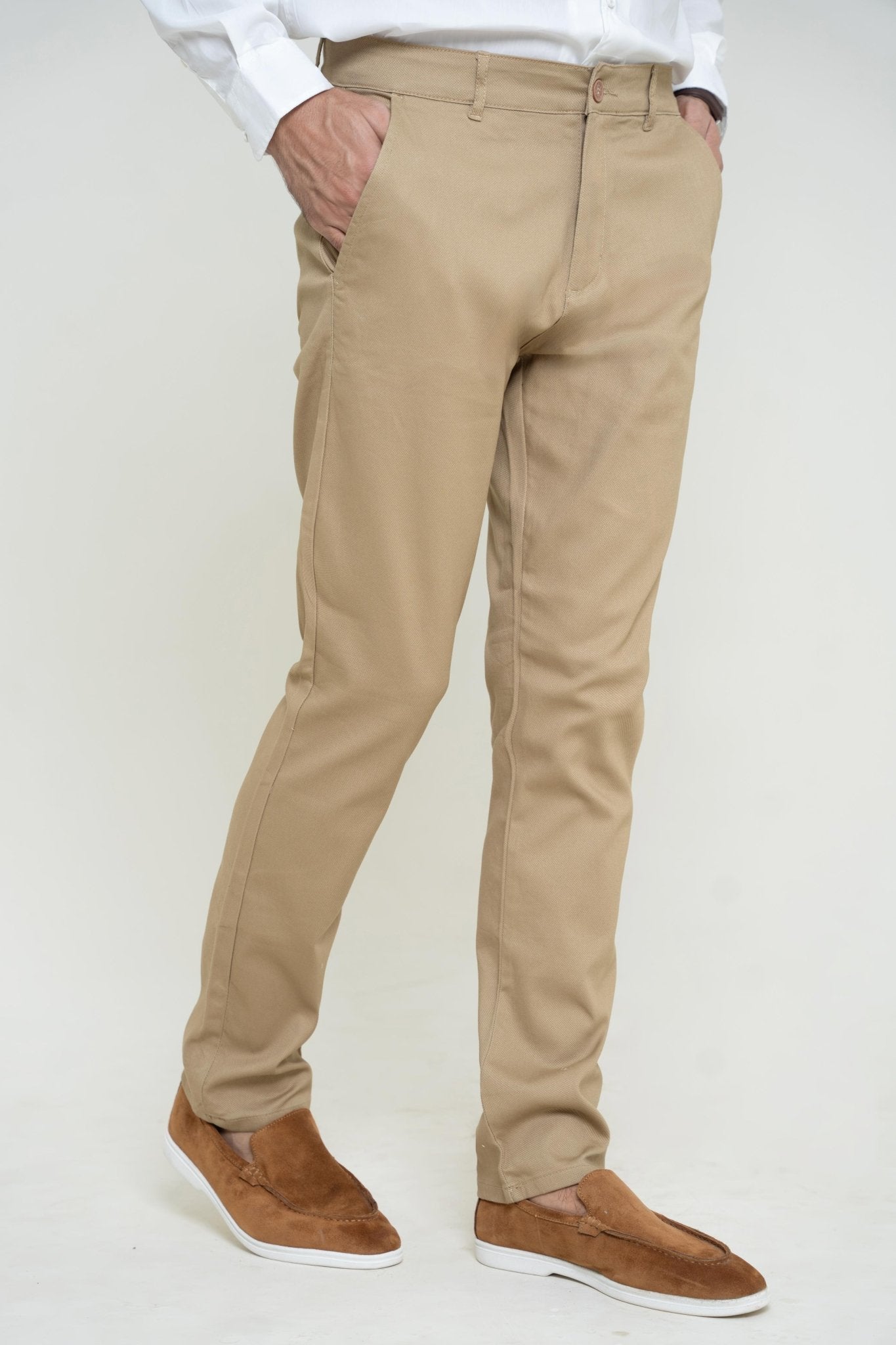 Royal Beige Cotton Pant - Straight FitPantGarderobe Clothing