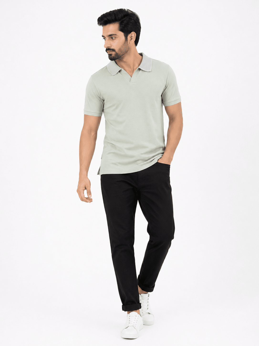 SeaGreen contrast - Cotton Polo ShirtHalf Sleeves PoloGarderobe Clothing