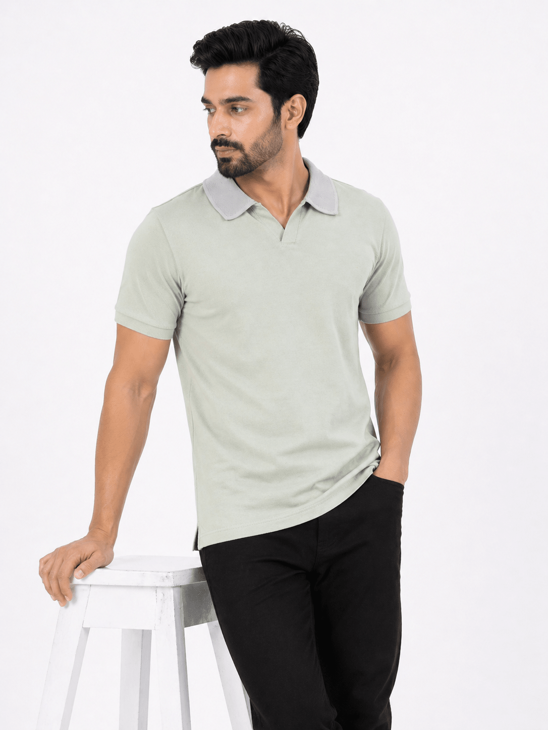 SeaGreen contrast - Cotton Polo ShirtHalf Sleeves PoloGarderobe Clothing
