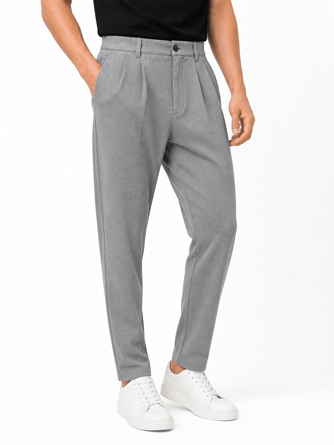 Silver Pleated Pant - Regular FitPantGarderobe Clothing
