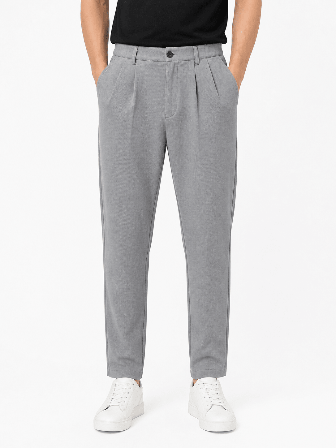 Silver Pleated Pant - Regular FitPantGarderobe Clothing