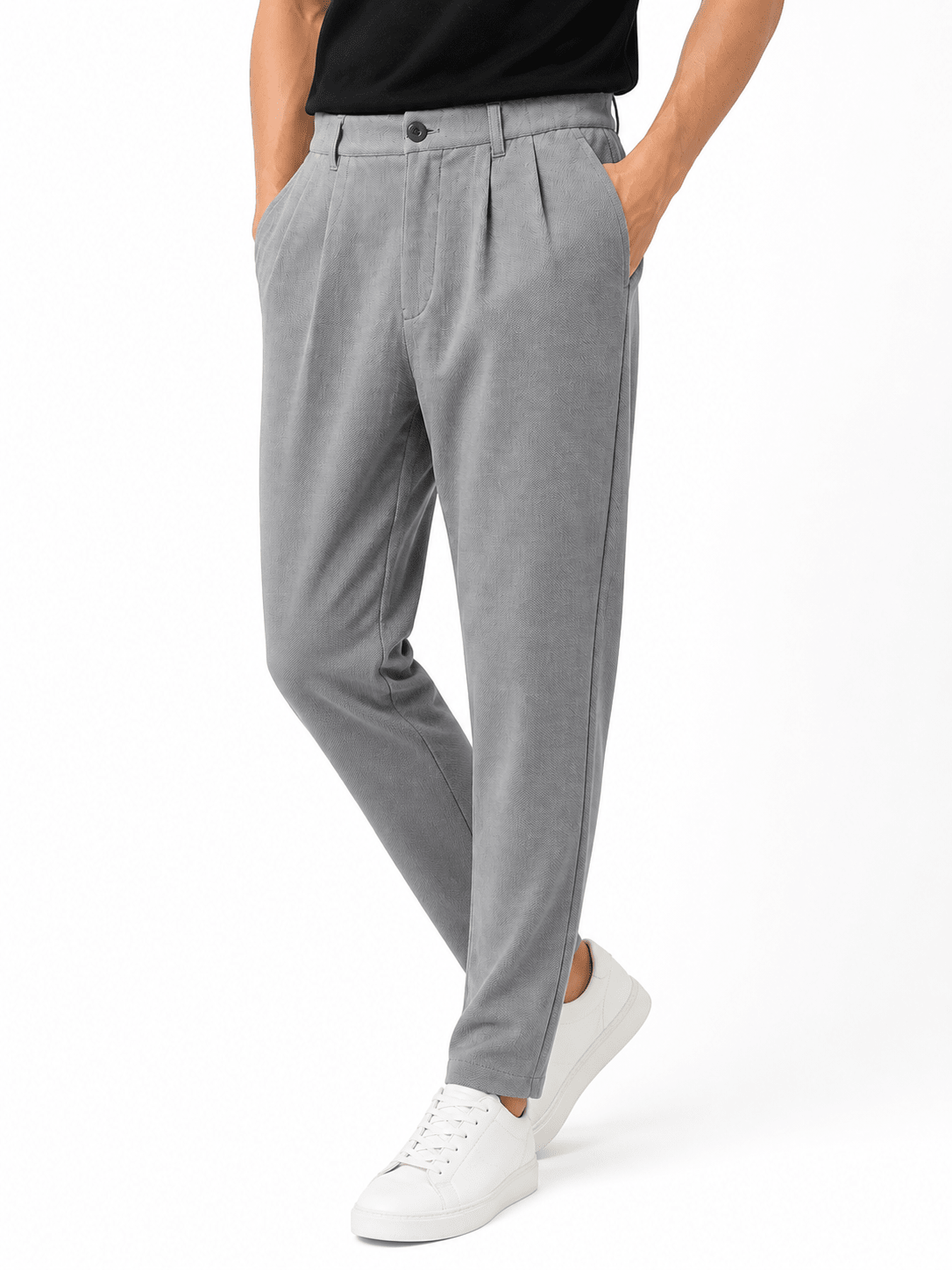 Silver Pleated Pant - Regular FitPantGarderobe Clothing