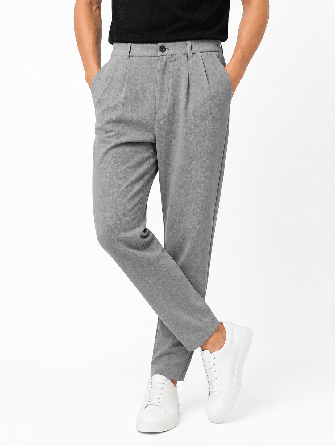 Silver Pleated Pant - Regular FitPantGarderobe Clothing