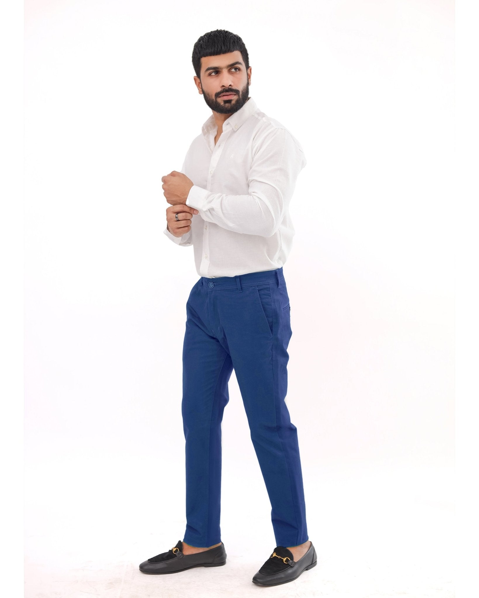 Sky Blue Cotton pant - Smart FitPantsGarderobe Clothing