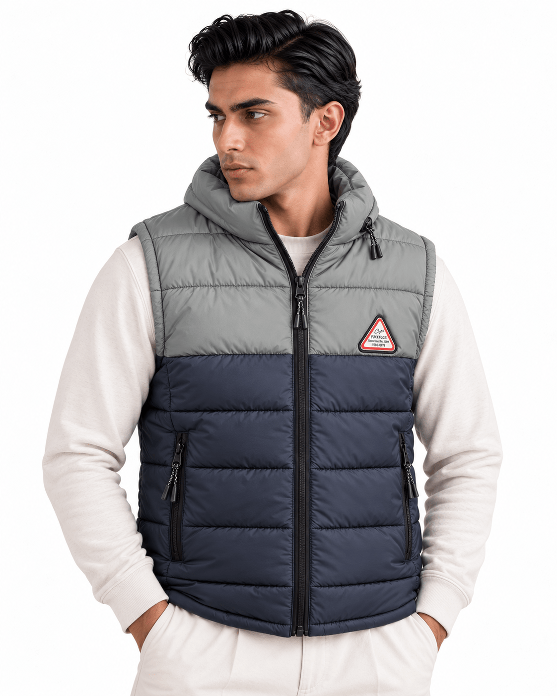 SLEEVLESS DETACHABLE JACKET- BLUEGarderobe Clothing