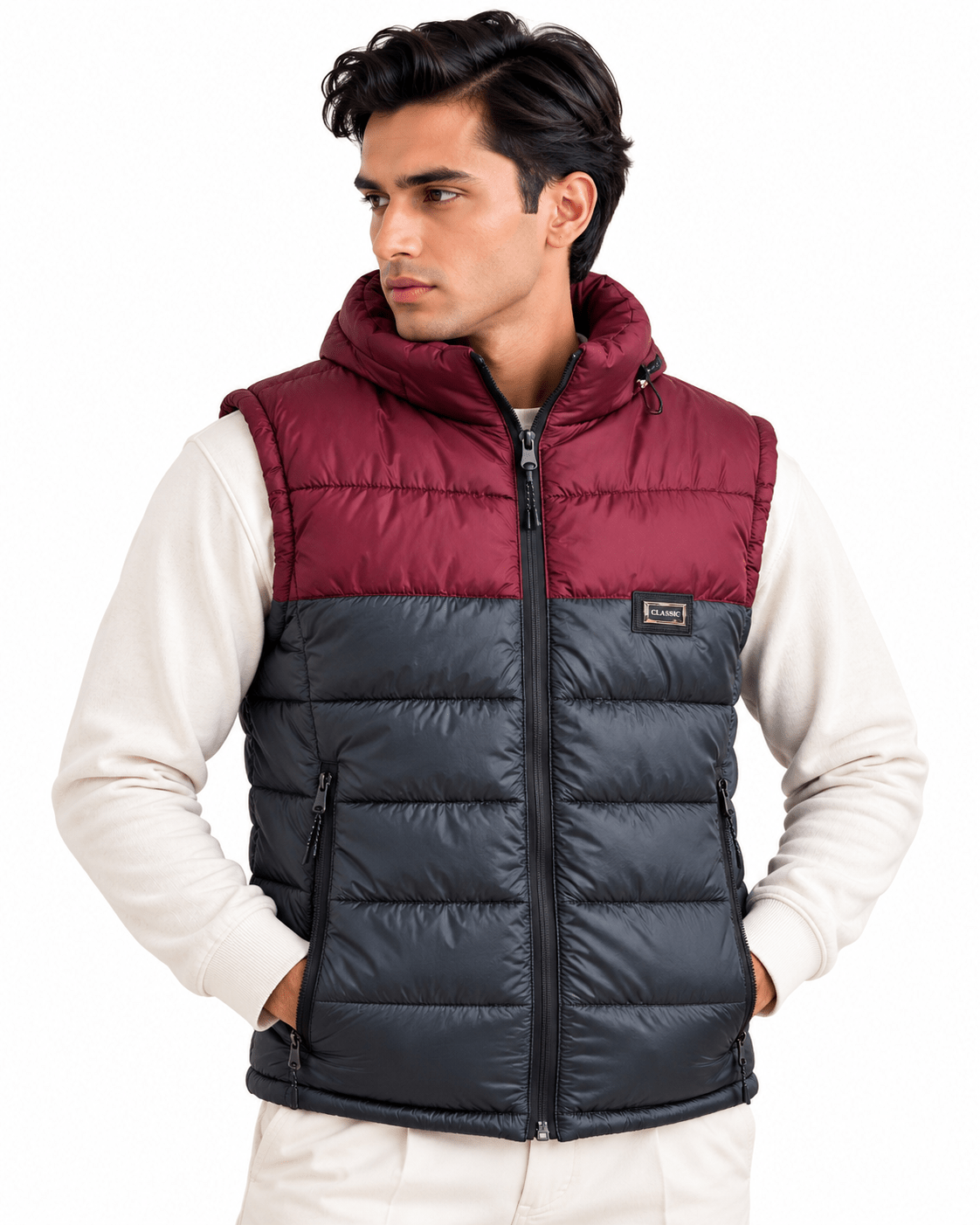 SLEEVLESS DETACHABLE JACKET- CHARCOALGarderobe Clothing