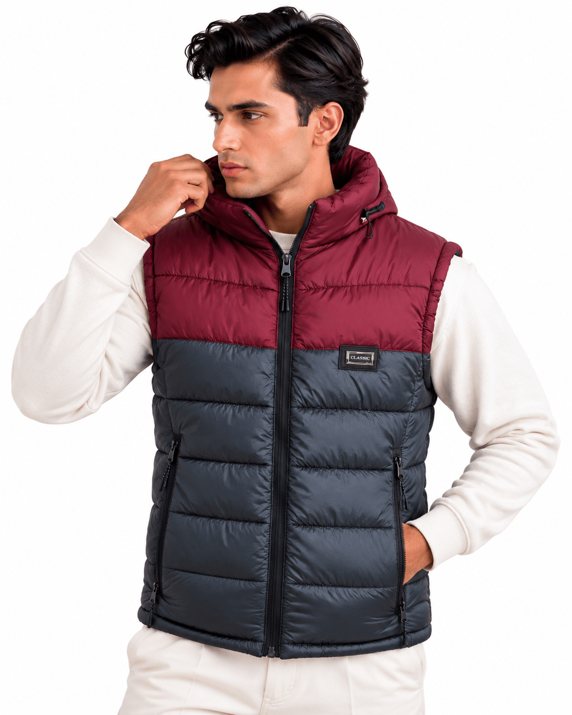 SLEEVLESS DETACHABLE JACKET- CHARCOALGarderobe Clothing