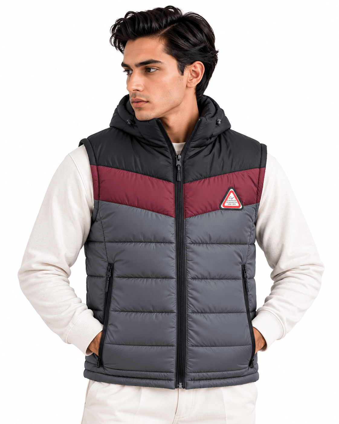 SLEEVLESS DETACHABLE JACKET-GREYGarderobe Clothing