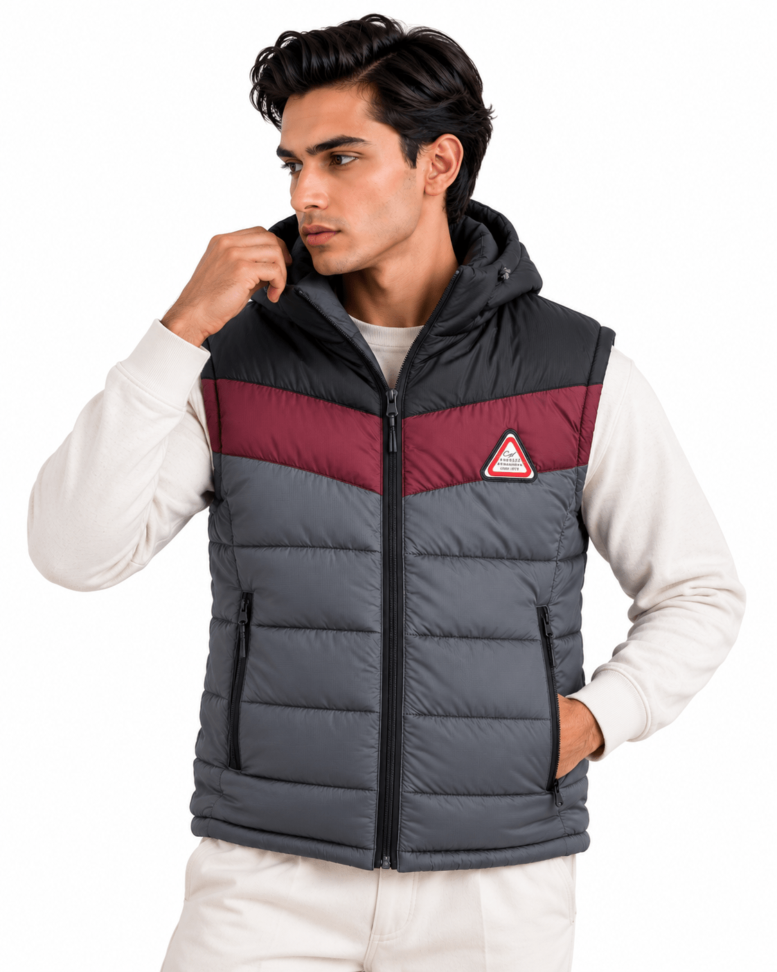 SLEEVLESS DETACHABLE JACKET-GREYGarderobe Clothing