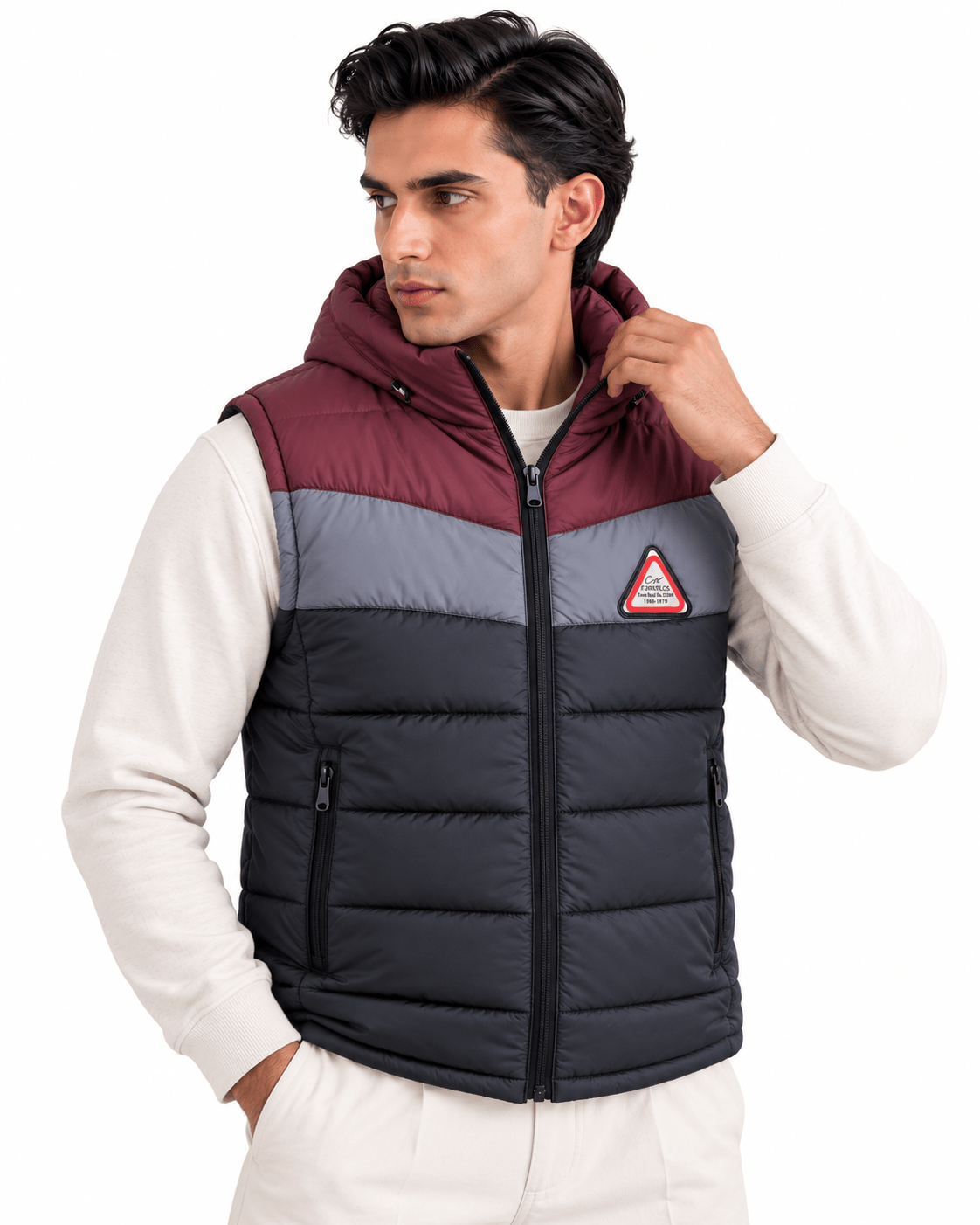 SLEEVLESS DETACHABLE JACKET- MAROONGarderobe Clothing