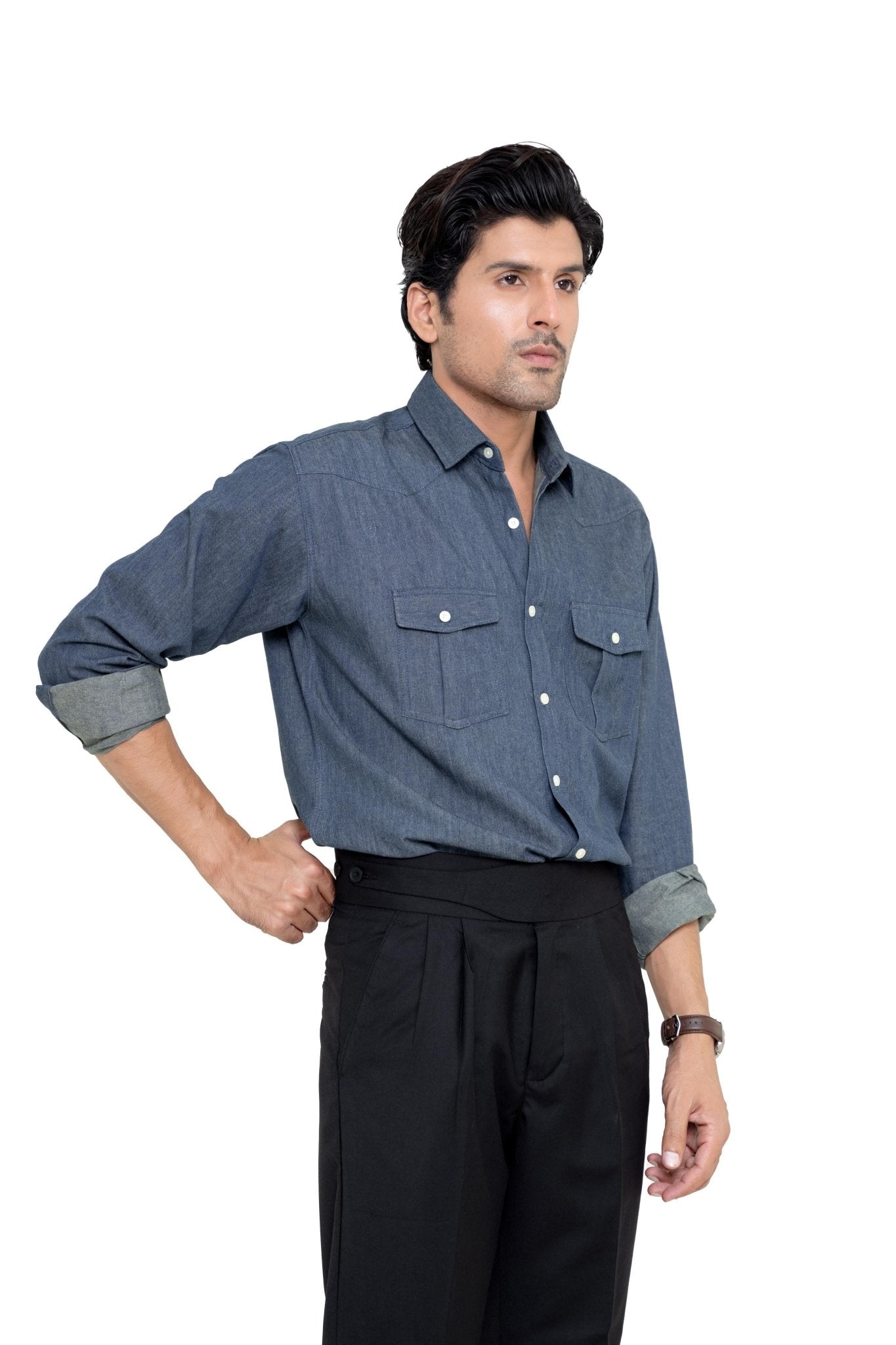 Vintage Blue Denim ShirtshirtGarderobe Clothing