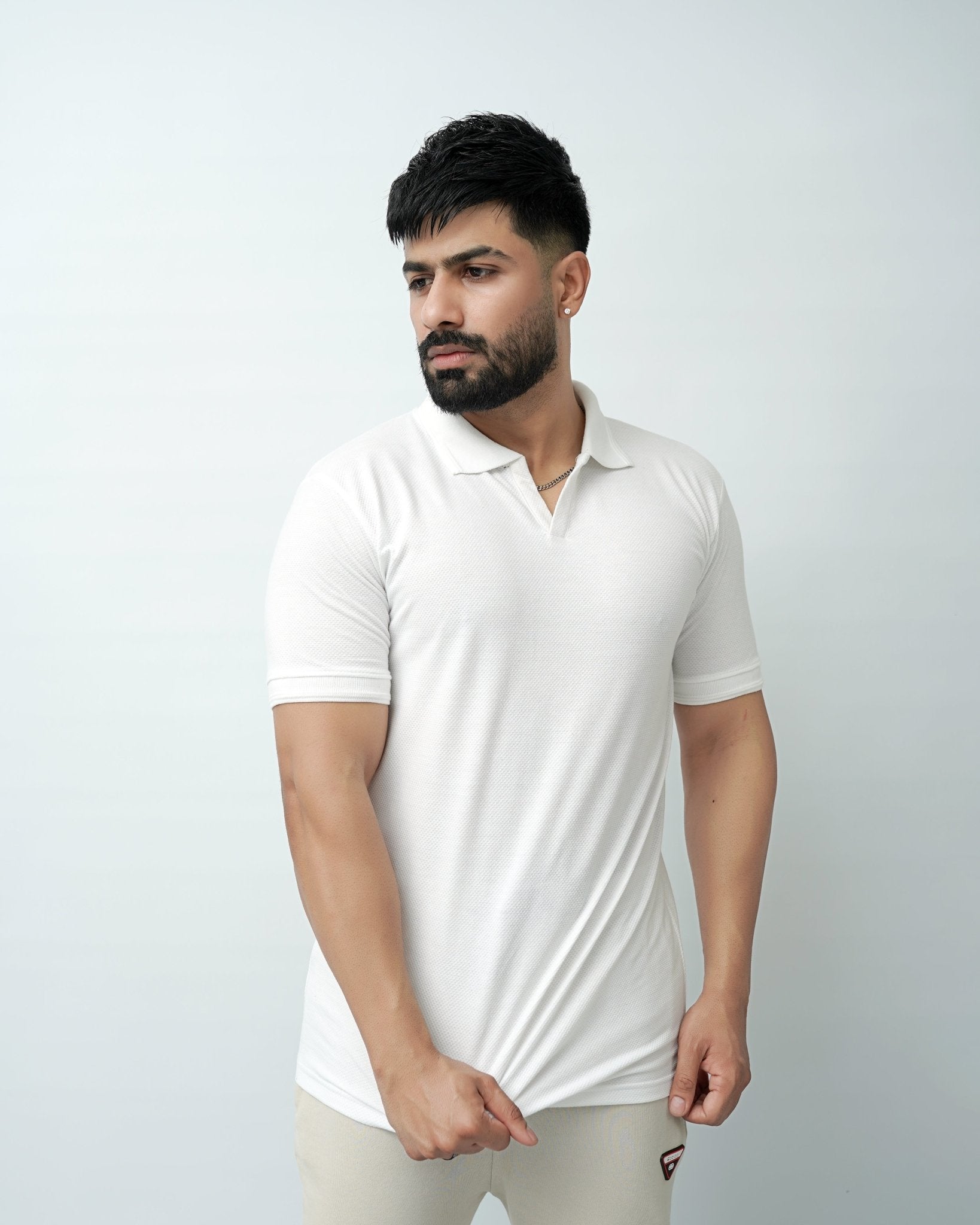 WHITE POLO - Popcorn Polo ShirtGarderobe Clothing