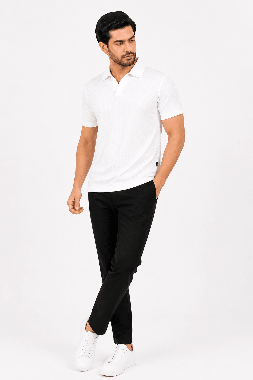 White Polo Shirt - ActiveFlexHalf Sleeves PoloGarderobe Clothing