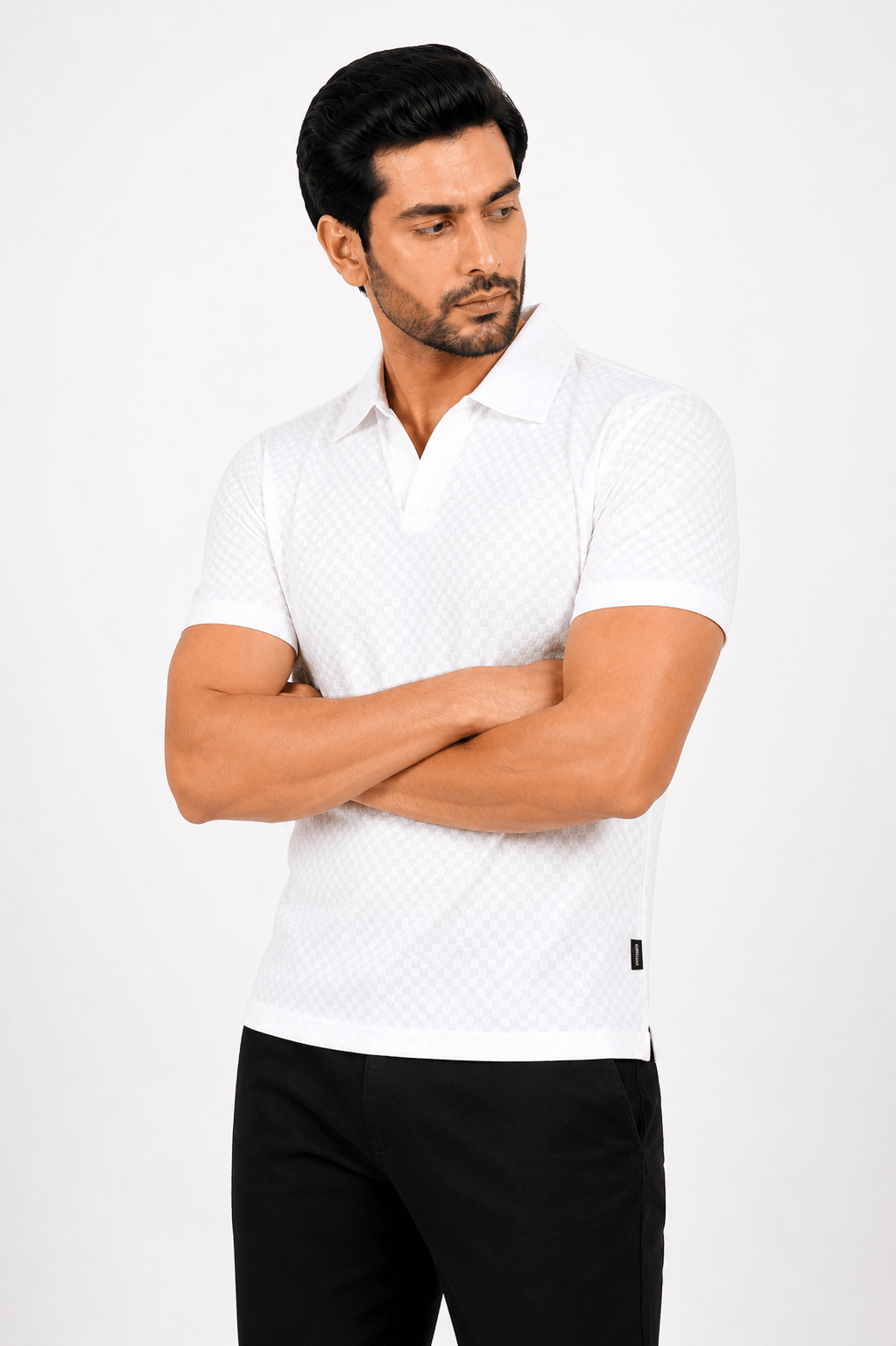 White Polo Shirt - ActiveFlexHalf Sleeves PoloGarderobe Clothing
