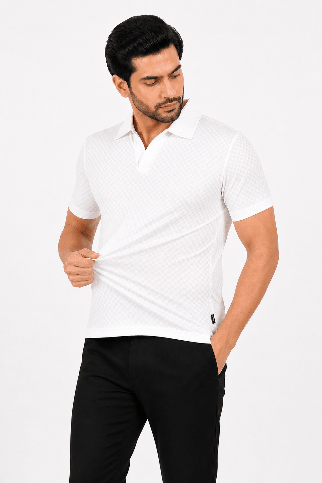 White Polo Shirt - ActiveFlexHalf Sleeves PoloGarderobe Clothing