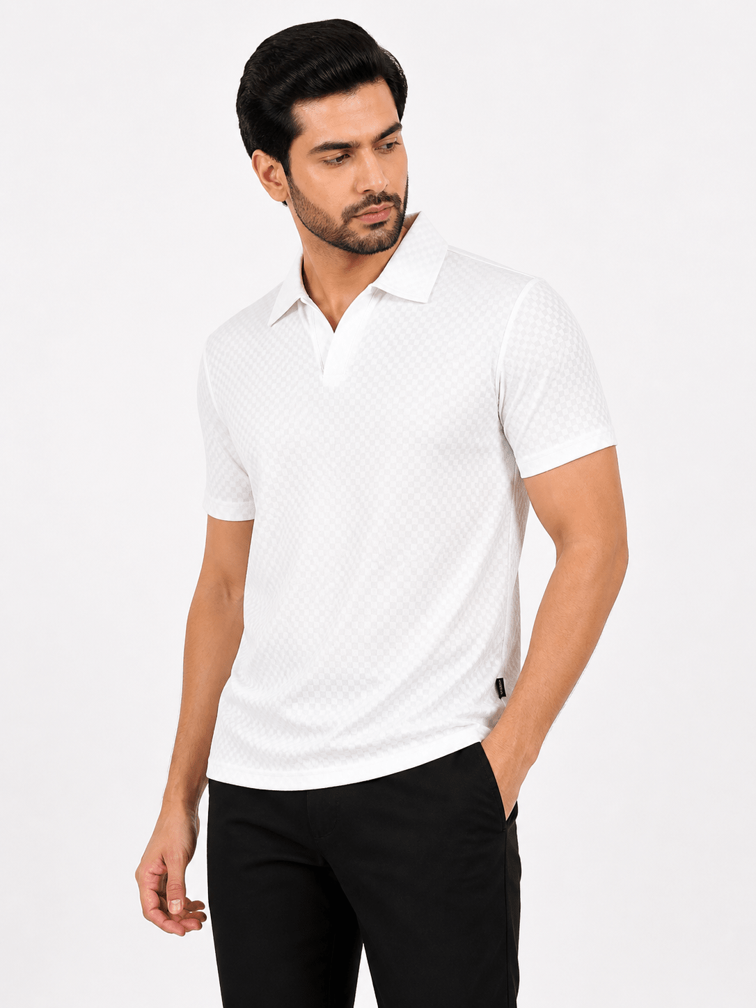 White Polo Shirt - ActiveFlexHalf Sleeves PoloGarderobe Clothing