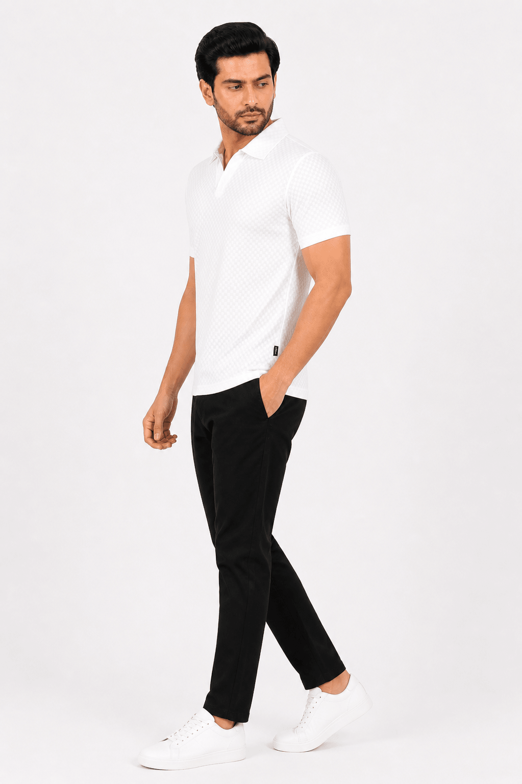 White Polo Shirt - ActiveFlexHalf Sleeves PoloGarderobe Clothing