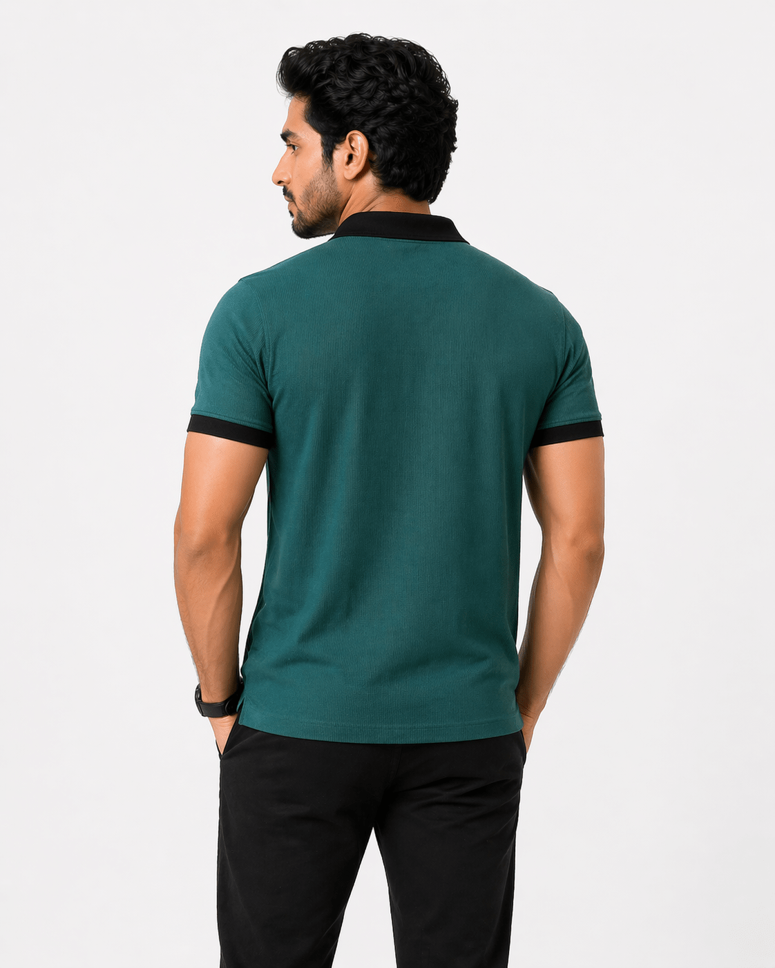 Zinc Green contrast Polo ShirtPopcorn PoloGarderobe Clothing